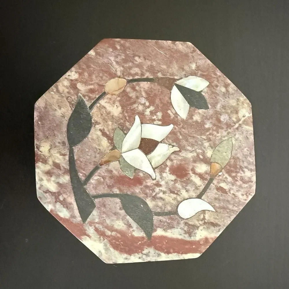 Soapstone Trinket box mother of pearl inlay Flowers‎ Soni International India
